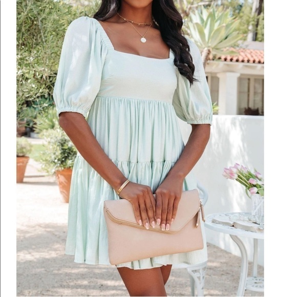 NWT VICI Catch Feels Puff Sleeve Babydoll Mini Dress - Picture 2 of 9